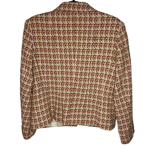 Vintage Talbots Wool Tweed Plaid Blazer Jacket Petite 8 Italian Fabric Button - Picture 4 of 4
